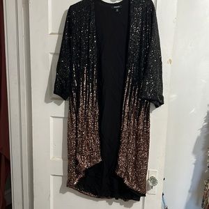 Black and Rose Gold Sequin Kimono